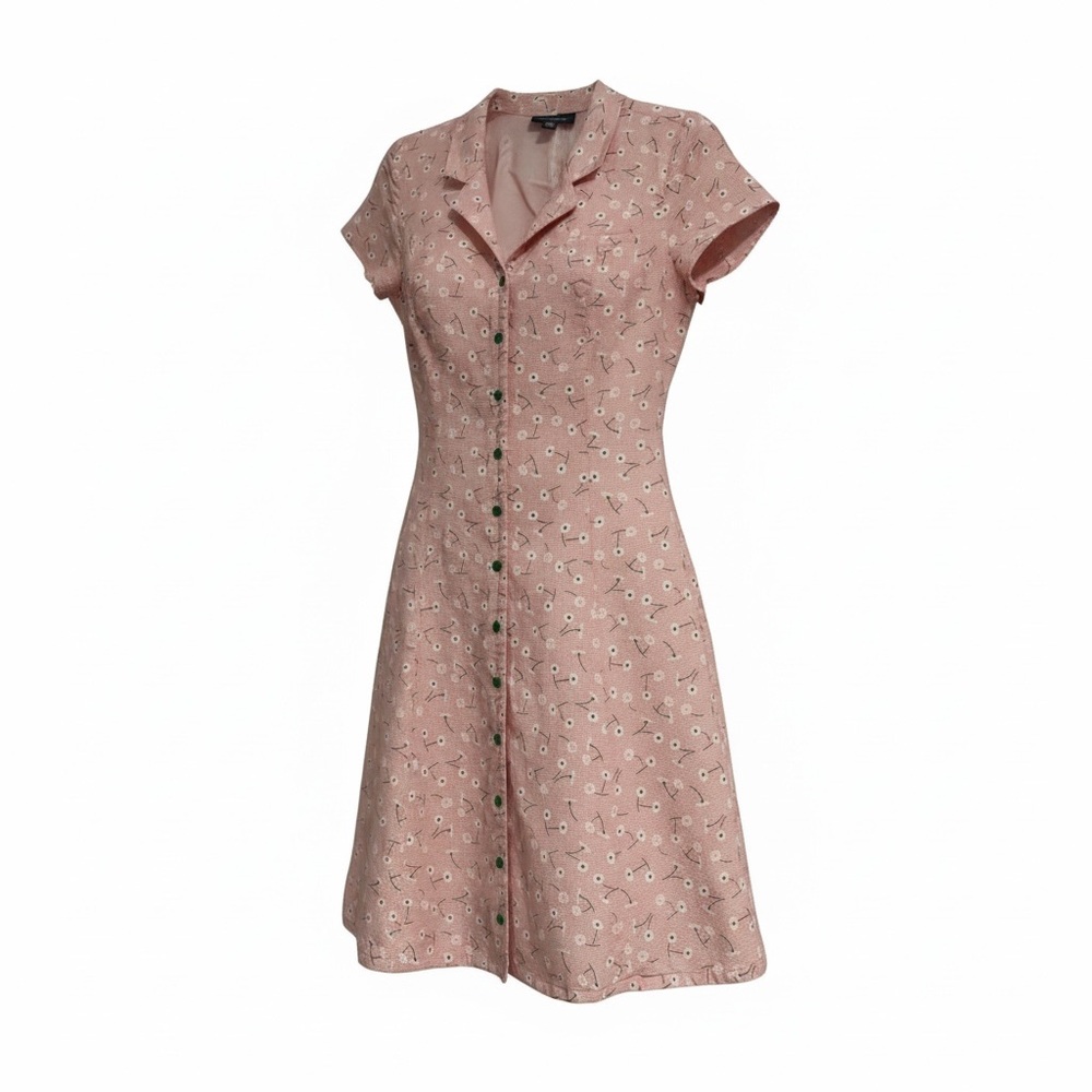 Modcloth Blush Pink Floral Button-Front Fit-and-Flare Dress